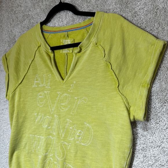 Scott Csoke Anthropologie Sweatshirt XS All I Ever Wanted Was Love Green - Picture 5 of 11